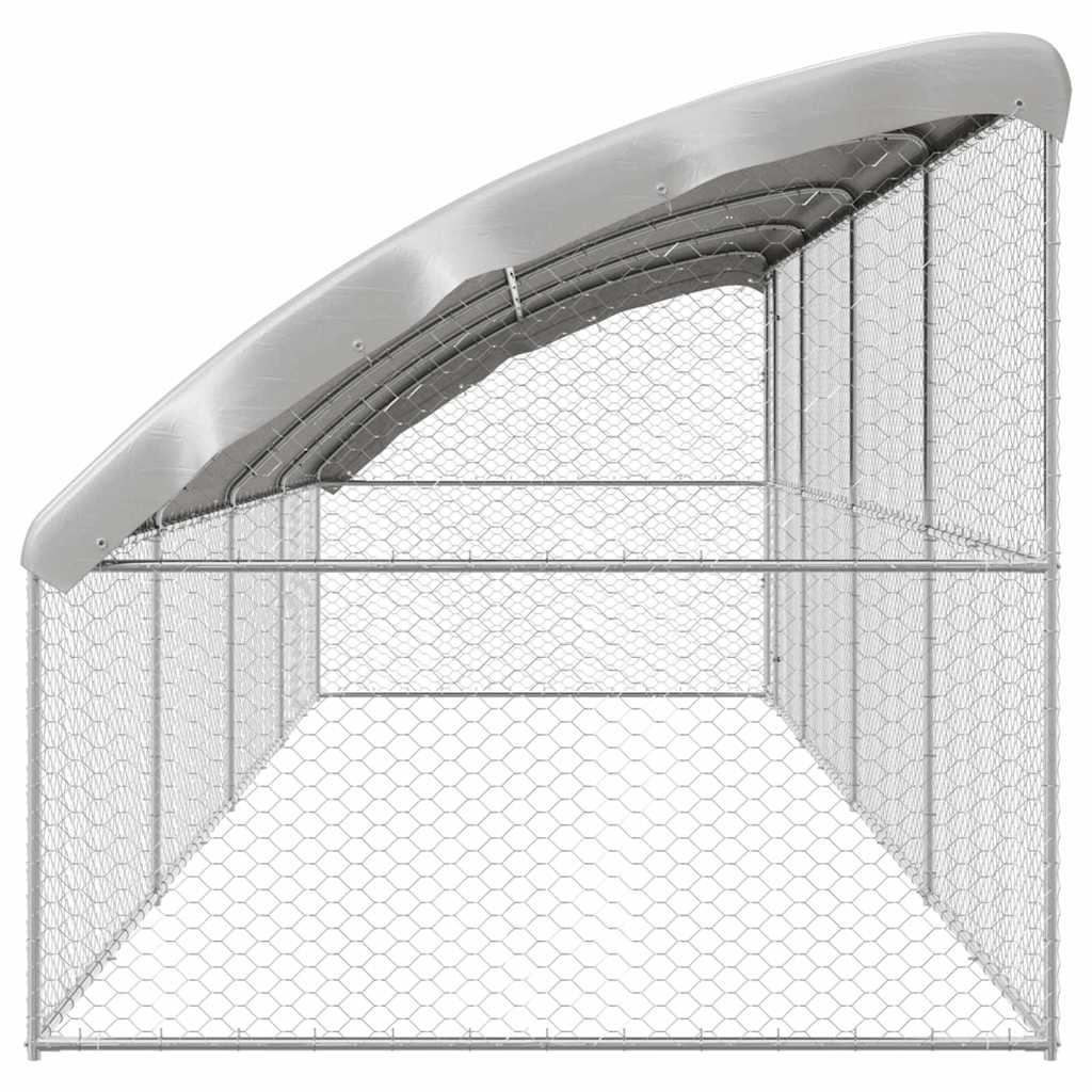 Hondenhok 4 pcs Zilver 8 x 2 x 2 m Gegalvaniseerd staal is nu te koop bij PeponiXL, paradijselijk wonen!