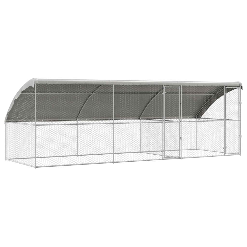 Hondenhok 3 pcs Zilver 6 x 2 x 2 m Gegalvaniseerd staal is nu te koop bij PeponiXL, paradijselijk wonen!