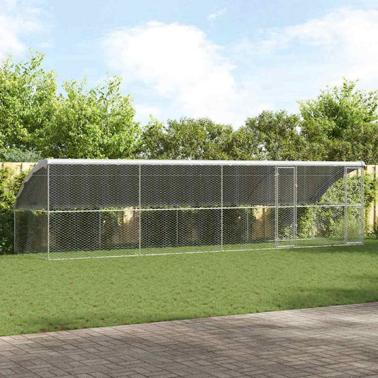 Hondenhok 4 pcs Zilver 8 x 2 x 2 m Gegalvaniseerd staal is nu te koop bij PeponiXL, paradijselijk wonen!