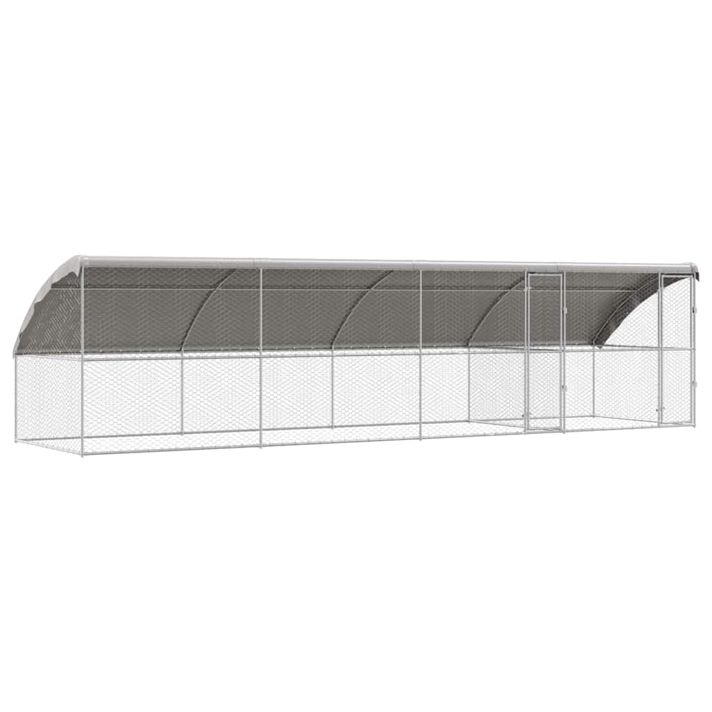 Hondenhok 4 pcs Zilver 8 x 2 x 2 m Gegalvaniseerd staal is nu te koop bij PeponiXL, paradijselijk wonen!