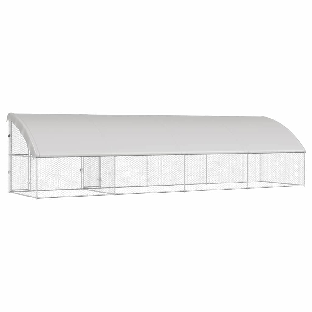 Hondenhok 4 pcs Zilver 8 x 2 x 2 m Gegalvaniseerd staal is nu te koop bij PeponiXL, paradijselijk wonen!