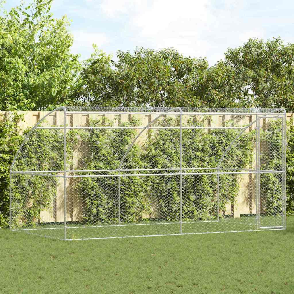 Hondenhok 2 pcs Zilver 4 x 2 x 2 m Gegalvaniseerd staal is nu te koop bij PeponiXL, paradijselijk wonen!