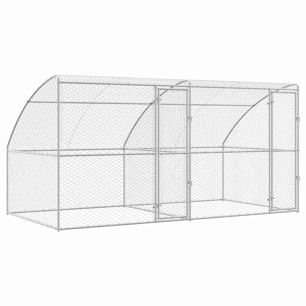 Hondenhok 2 pcs Zilver 4 x 2 x 2 m Gegalvaniseerd staal is nu te koop bij PeponiXL, paradijselijk wonen!