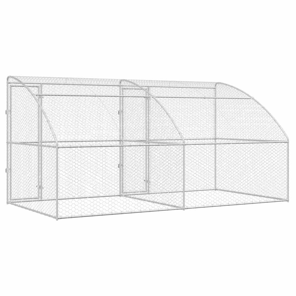 Hondenhok 2 pcs Zilver 4 x 2 x 2 m Gegalvaniseerd staal is nu te koop bij PeponiXL, paradijselijk wonen!