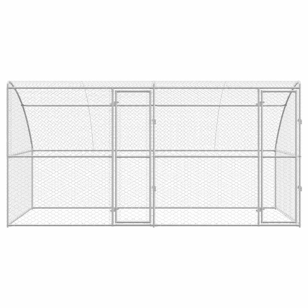 Hondenhok 2 pcs Zilver 4 x 2 x 2 m Gegalvaniseerd staal is nu te koop bij PeponiXL, paradijselijk wonen!