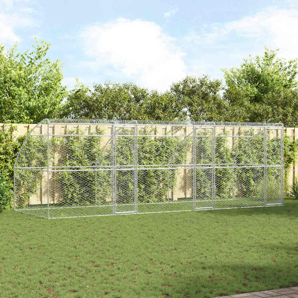 Hondenhok 3 pcs Zilver 6 x 2 x 2 m Gegalvaniseerd staal is nu te koop bij PeponiXL, paradijselijk wonen!