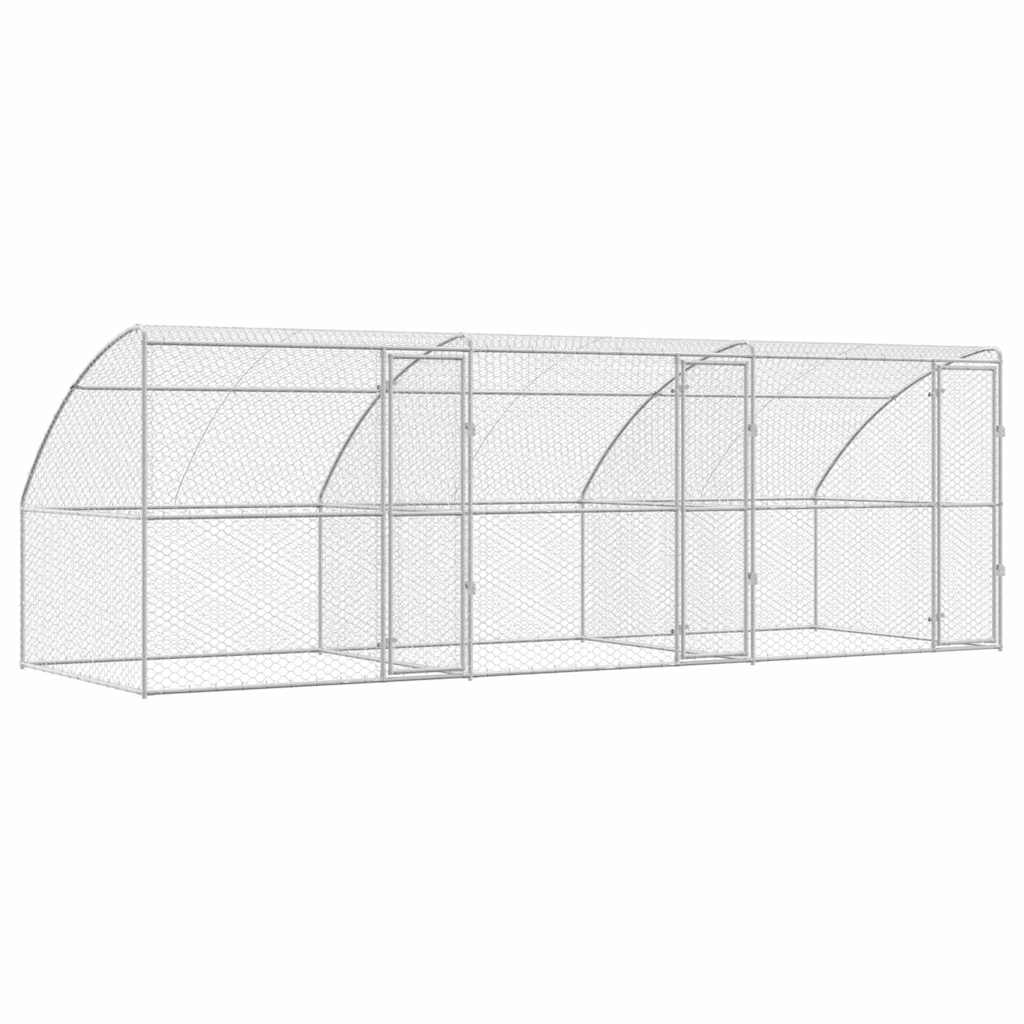 Hondenhok 3 pcs Zilver 6 x 2 x 2 m Gegalvaniseerd staal is nu te koop bij PeponiXL, paradijselijk wonen!