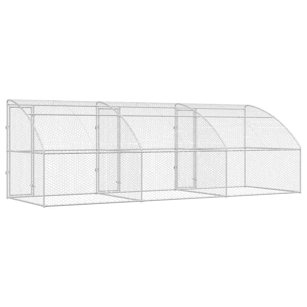 Hondenhok 3 pcs Zilver 6 x 2 x 2 m Gegalvaniseerd staal is nu te koop bij PeponiXL, paradijselijk wonen!