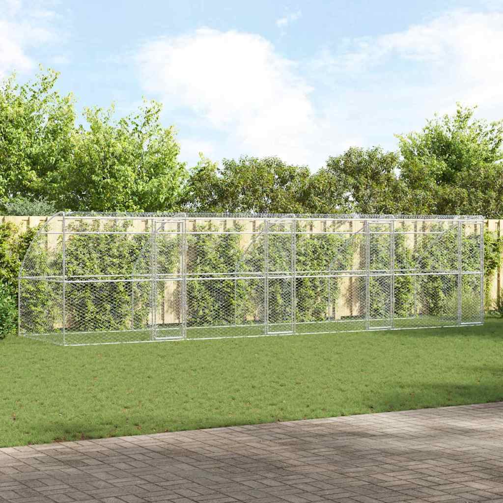Hondenhok 4 pcs Zilver 8 x 2 x 2 m Gegalvaniseerd staal is nu te koop bij PeponiXL, paradijselijk wonen!