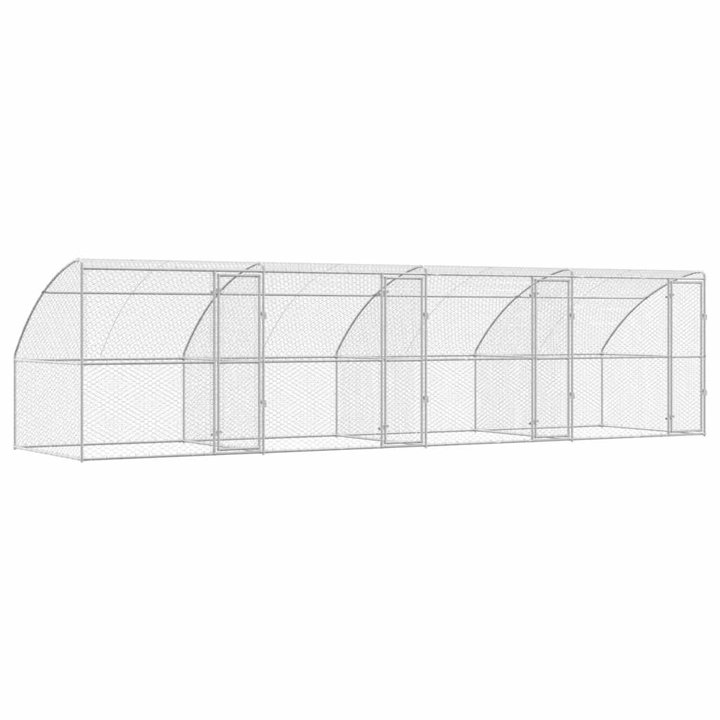 Hondenhok 4 pcs Zilver 8 x 2 x 2 m Gegalvaniseerd staal is nu te koop bij PeponiXL, paradijselijk wonen!
