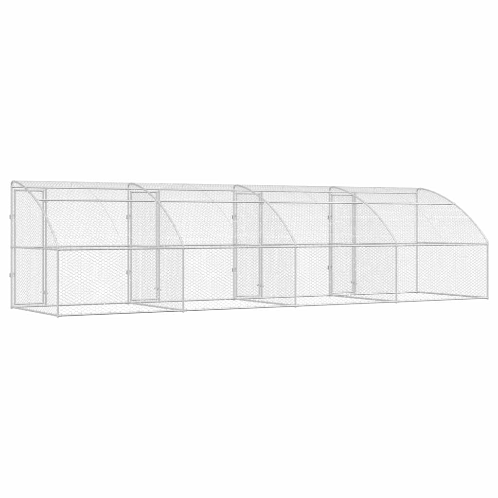 Hondenhok 4 pcs Zilver 8 x 2 x 2 m Gegalvaniseerd staal is nu te koop bij PeponiXL, paradijselijk wonen!