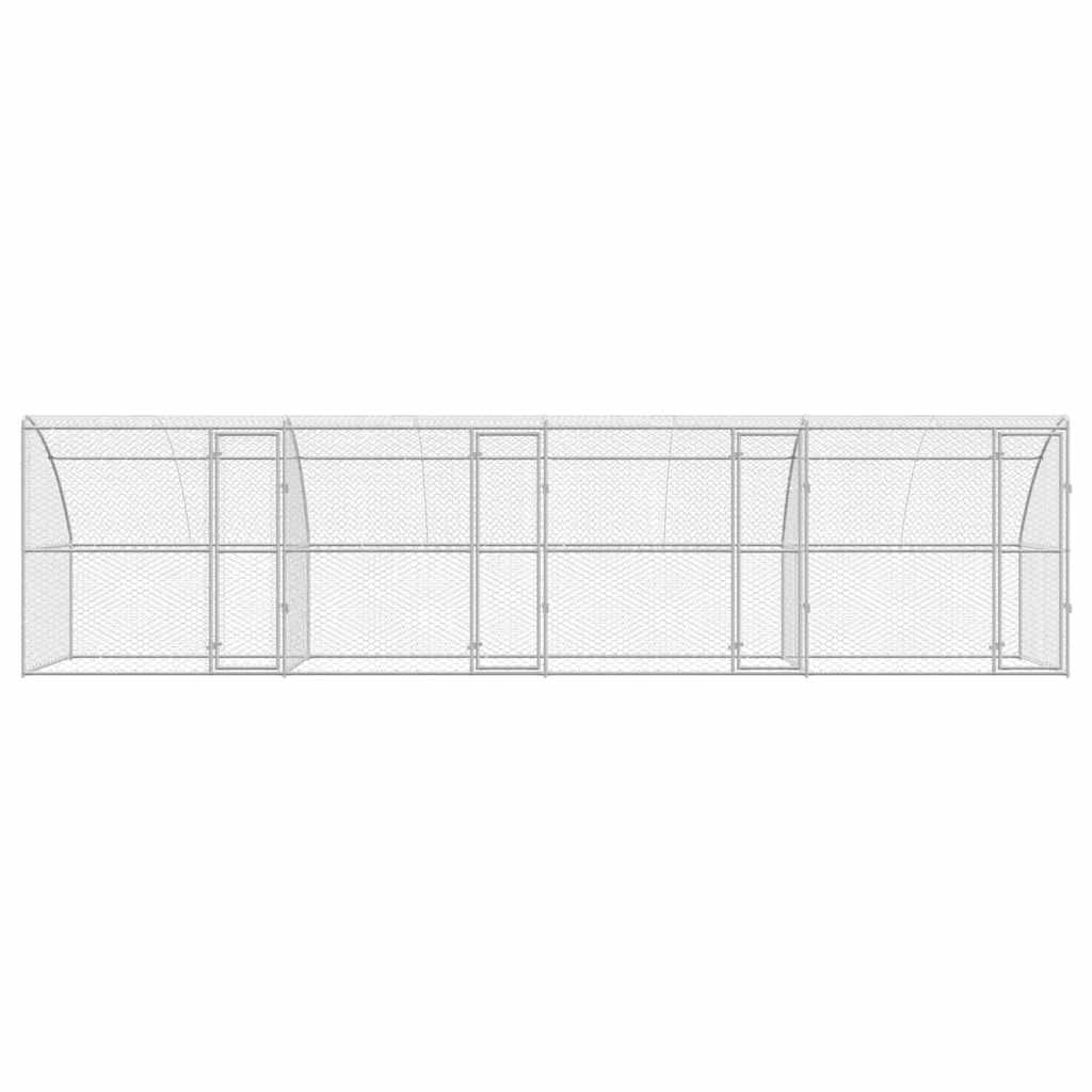 Hondenhok 4 pcs Zilver 8 x 2 x 2 m Gegalvaniseerd staal is nu te koop bij PeponiXL, paradijselijk wonen!
