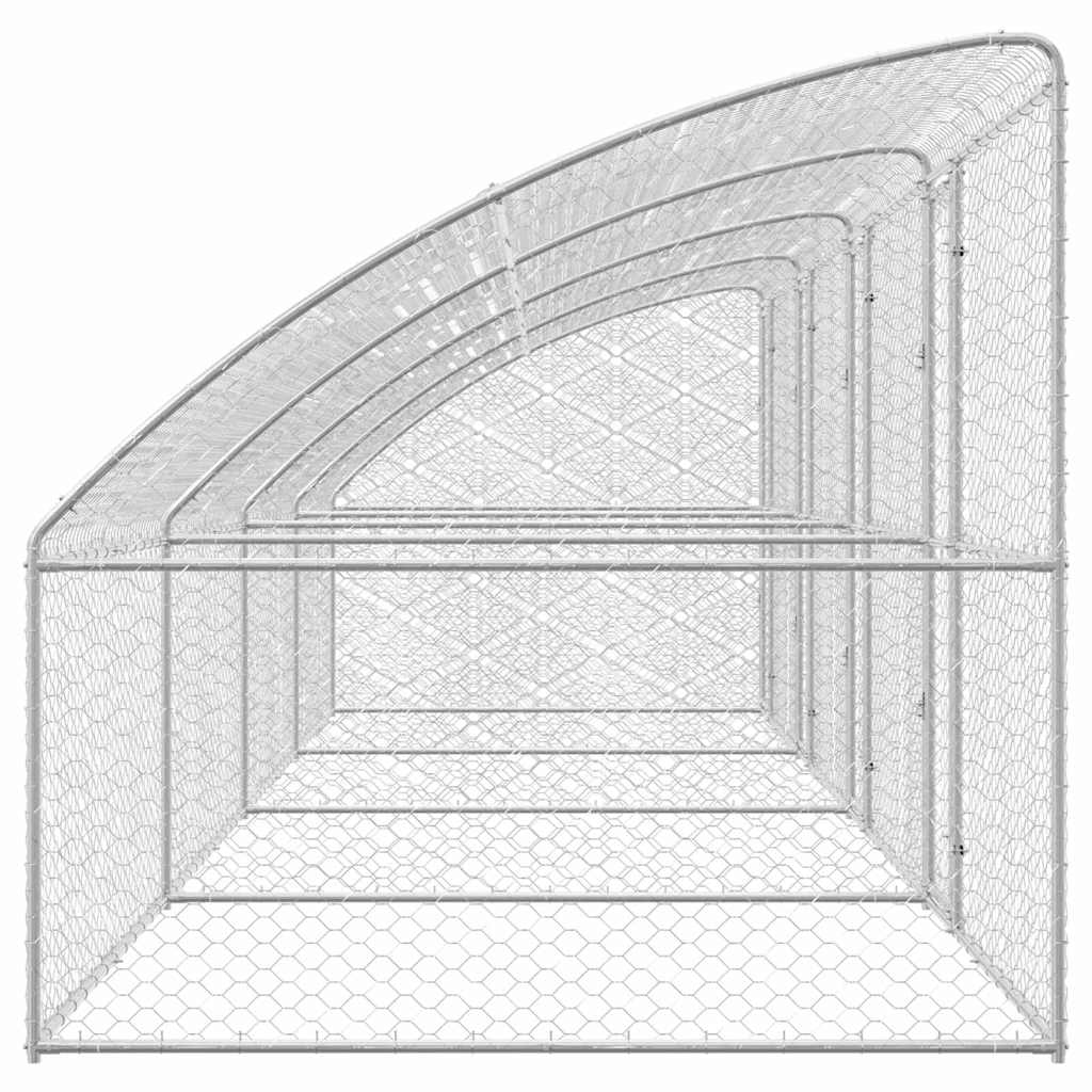 Hondenhok 4 pcs Zilver 8 x 2 x 2 m Gegalvaniseerd staal is nu te koop bij PeponiXL, paradijselijk wonen!
