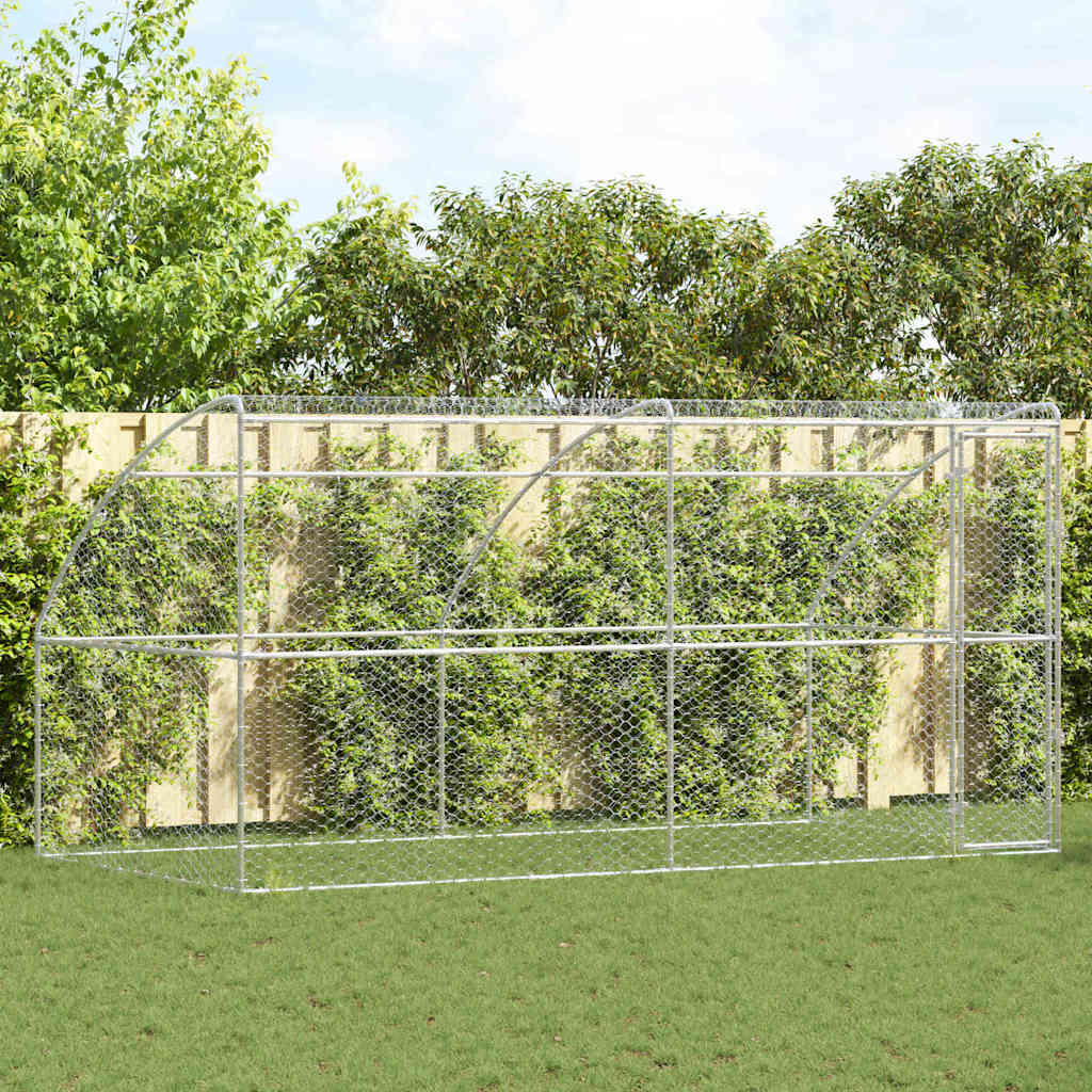 Hondenhok 2 pcs Zilver 4 x 2 x 2 m Gegalvaniseerd staal is nu te koop bij PeponiXL, paradijselijk wonen!