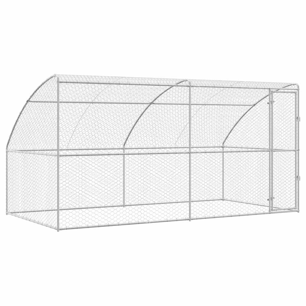 Hondenhok 2 pcs Zilver 4 x 2 x 2 m Gegalvaniseerd staal is nu te koop bij PeponiXL, paradijselijk wonen!