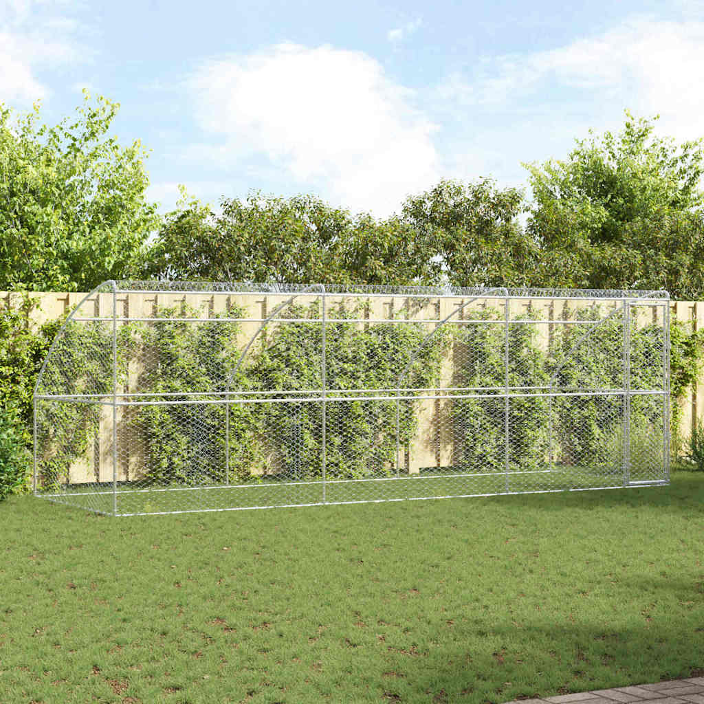 Hondenhok 3 pcs Zilver 6 x 2 x 2 m Gegalvaniseerd staal is nu te koop bij PeponiXL, paradijselijk wonen!