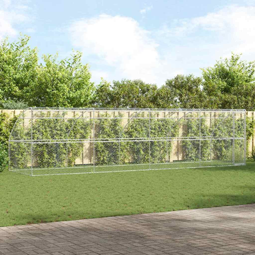 Hondenhok 4 pcs Zilver 8 x 2 x 2 m Gegalvaniseerd staal is nu te koop bij PeponiXL, paradijselijk wonen!