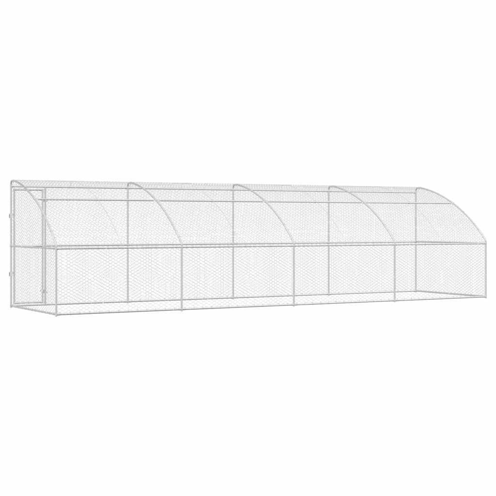 Hondenhok 4 pcs Zilver 8 x 2 x 2 m Gegalvaniseerd staal is nu te koop bij PeponiXL, paradijselijk wonen!