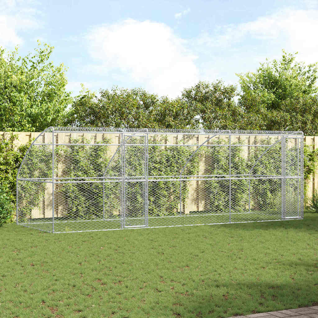 Hondenhok 3 pcs Zilver 6 x 2 x 2 m Gegalvaniseerd staal is nu te koop bij PeponiXL, paradijselijk wonen!