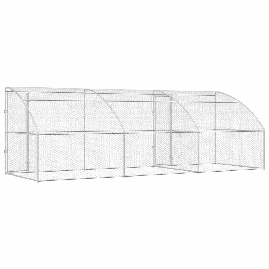 Hondenhok 3 pcs Zilver 6 x 2 x 2 m Gegalvaniseerd staal is nu te koop bij PeponiXL, paradijselijk wonen!