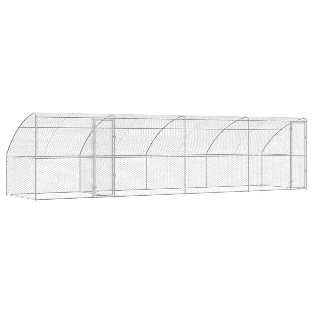 Hondenhok 4 pcs Zilver 8 x 2 x 2 m Gegalvaniseerd staal is nu te koop bij PeponiXL, paradijselijk wonen!