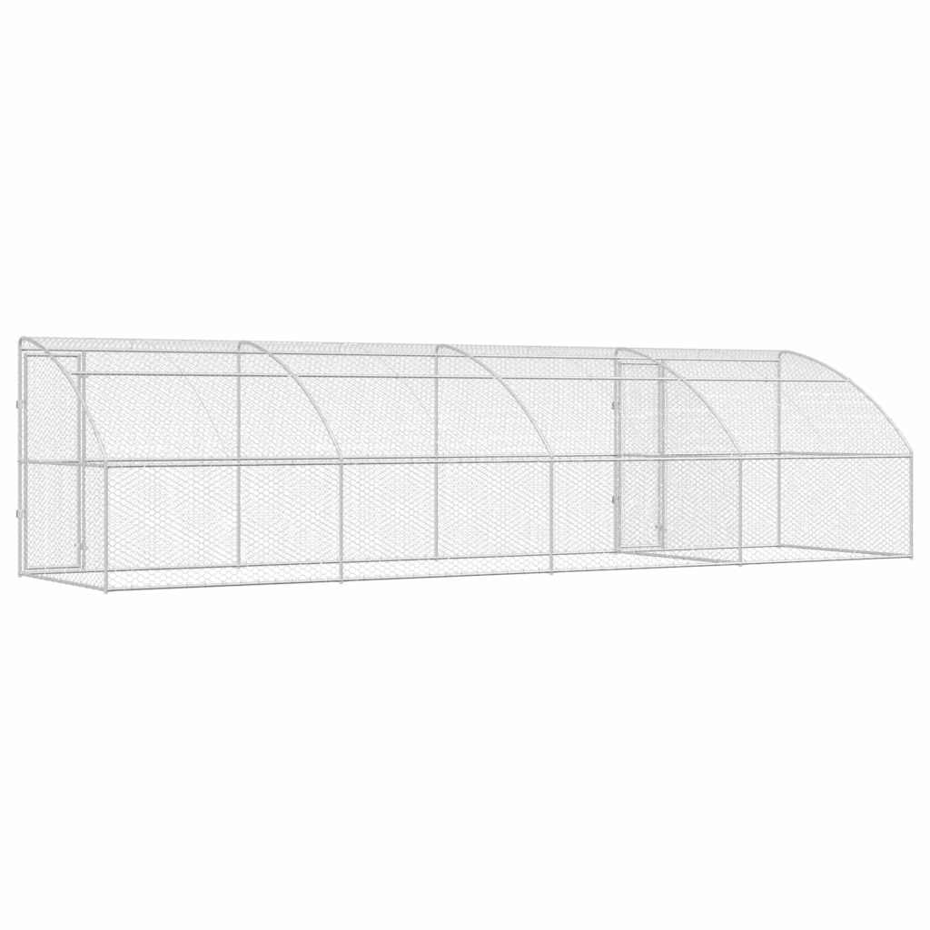 Hondenhok 4 pcs Zilver 8 x 2 x 2 m Gegalvaniseerd staal is nu te koop bij PeponiXL, paradijselijk wonen!