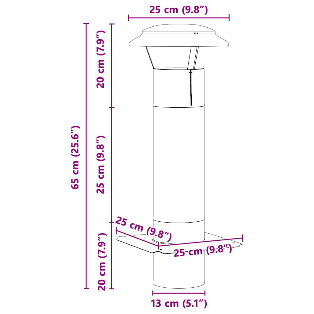 Schouw Verlenging Zilver 25 x 25 x 65 cm Roestvrij staal is nu te koop bij PeponiXL, paradijselijk wonen!