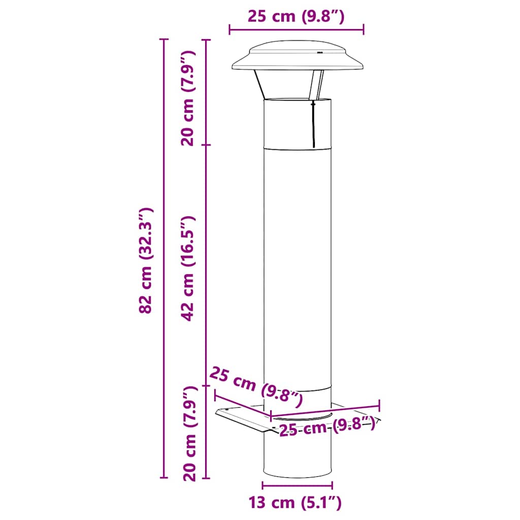Schouw Verlenging Zilver 25 x 25 x 82 cm Roestvrij staal is nu te koop bij PeponiXL, paradijselijk wonen!