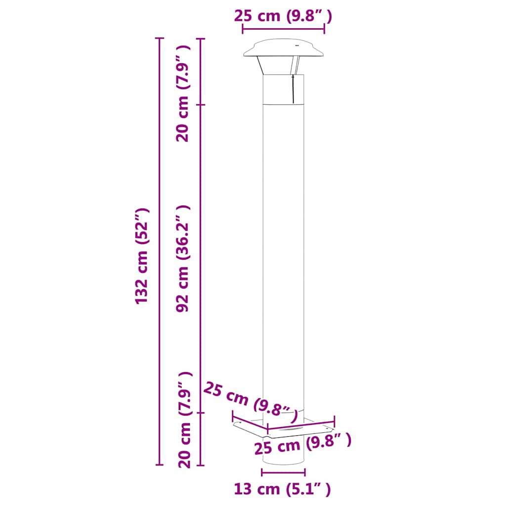 Schouw Verlenging Zilver 25 x 25 x 132 cm Roestvrij staal is nu te koop bij PeponiXL, paradijselijk wonen!