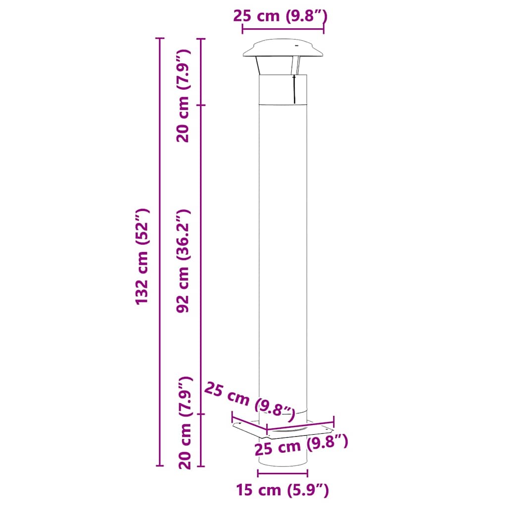 Schouw Verlenging Zilver 25 x 25 x 132 cm Roestvrij staal is nu te koop bij PeponiXL, paradijselijk wonen!