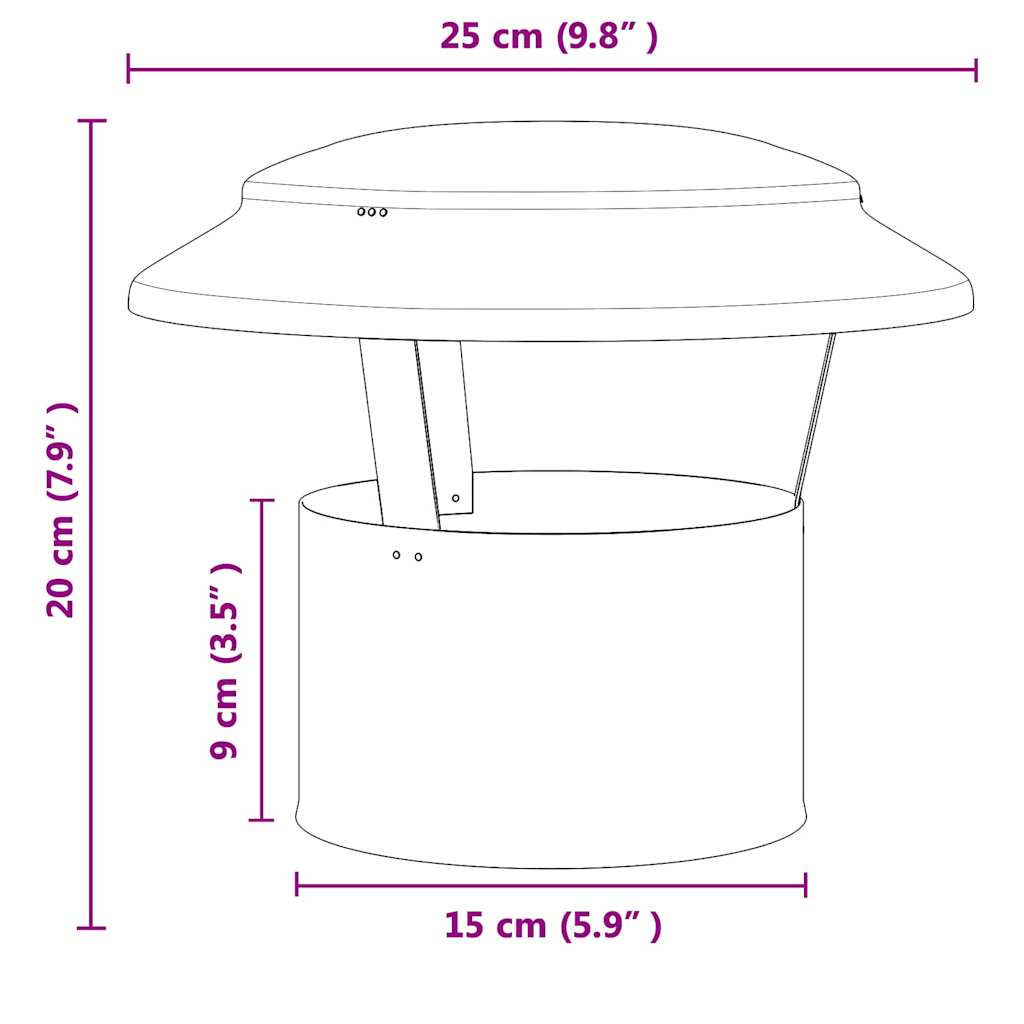 Regenbescherming voor Schoorsteen Zilver 25 x 25 x 20 cm is nu te koop bij PeponiXL, paradijselijk wonen!