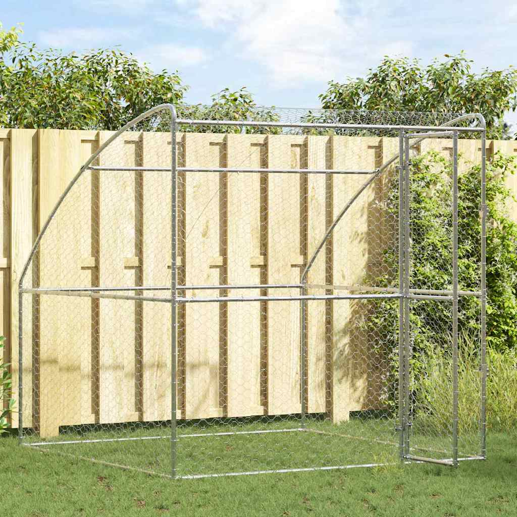 Hondenhok met opslag Zilver 2 x 2 x 2 m Gegalvaniseerd staal is nu te koop bij PeponiXL, paradijselijk wonen!