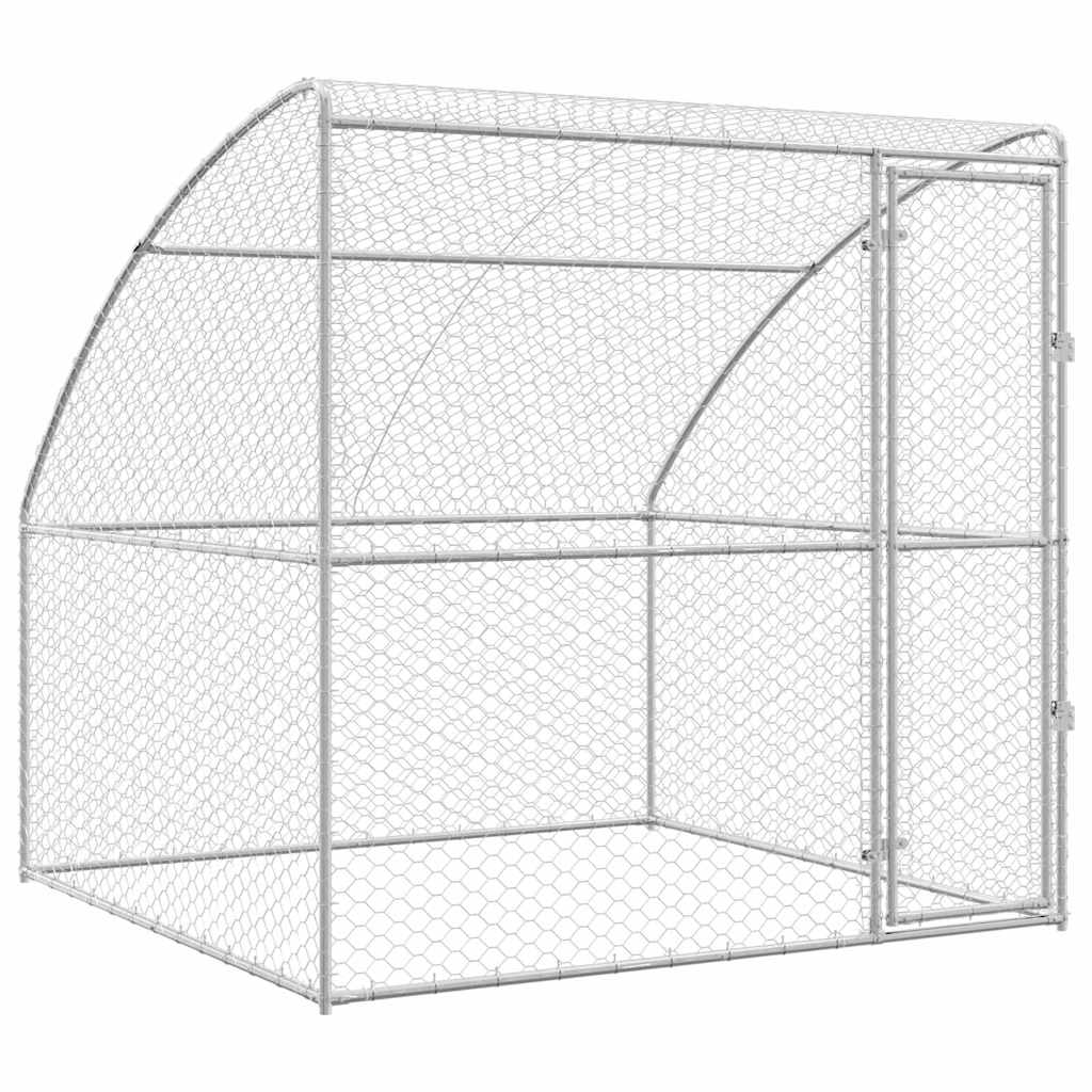 Hondenhok met opslag Zilver 2 x 2 x 2 m Gegalvaniseerd staal is nu te koop bij PeponiXL, paradijselijk wonen!