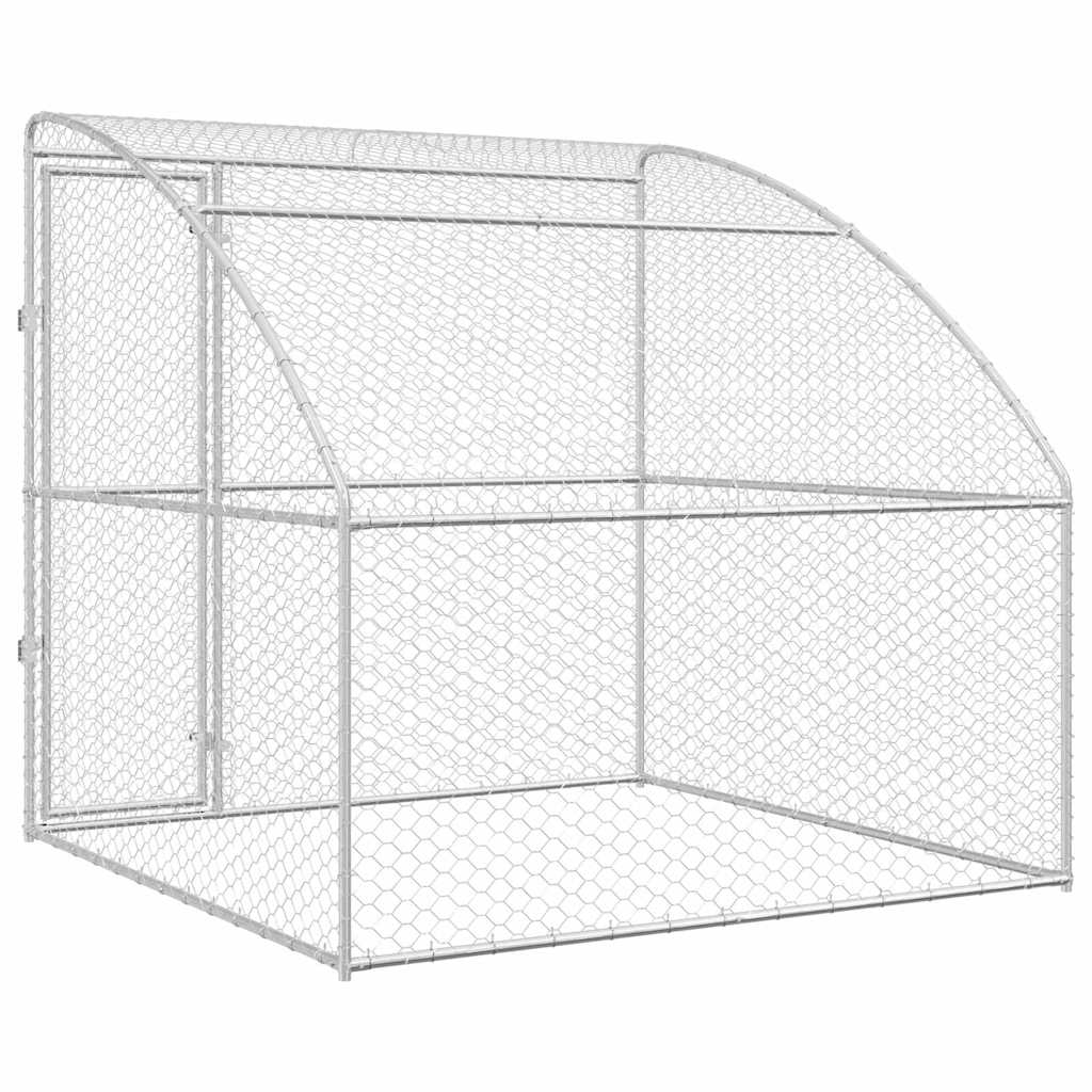 Hondenhok met opslag Zilver 2 x 2 x 2 m Gegalvaniseerd staal is nu te koop bij PeponiXL, paradijselijk wonen!