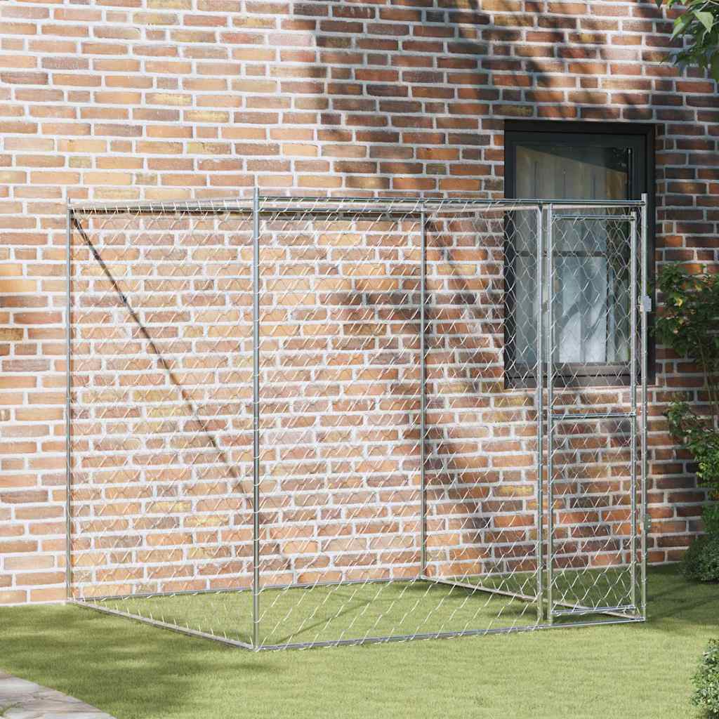 Hondenbench Zilver 200 x 200 x 200 cm Gegalvaniseerd staal is nu te koop bij PeponiXL, paradijselijk wonen!
