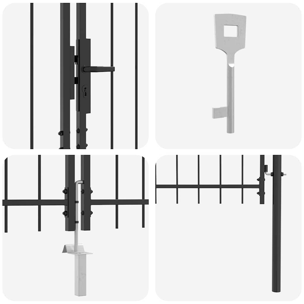 Dubbele Poort met slot Grijs 299,5 x 174,5 cm Staal is nu te koop bij PeponiXL, paradijselijk wonen!