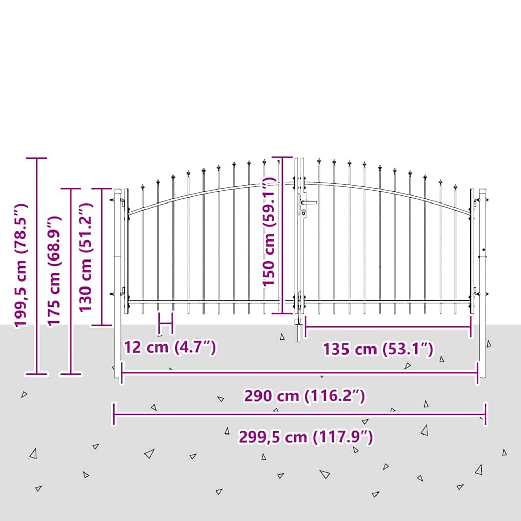 Dubbele Poort met slot Woerden Grijs 299,5 x 199,5 cm Staal is nu te koop bij PeponiXL, paradijselijk wonen!
