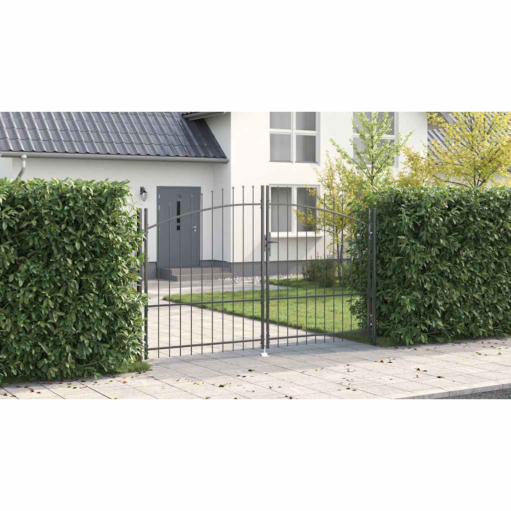 Dubbele Poort met slot Woerden Grijs 299,5 x 224,5 cm Staal is nu te koop bij PeponiXL, paradijselijk wonen!