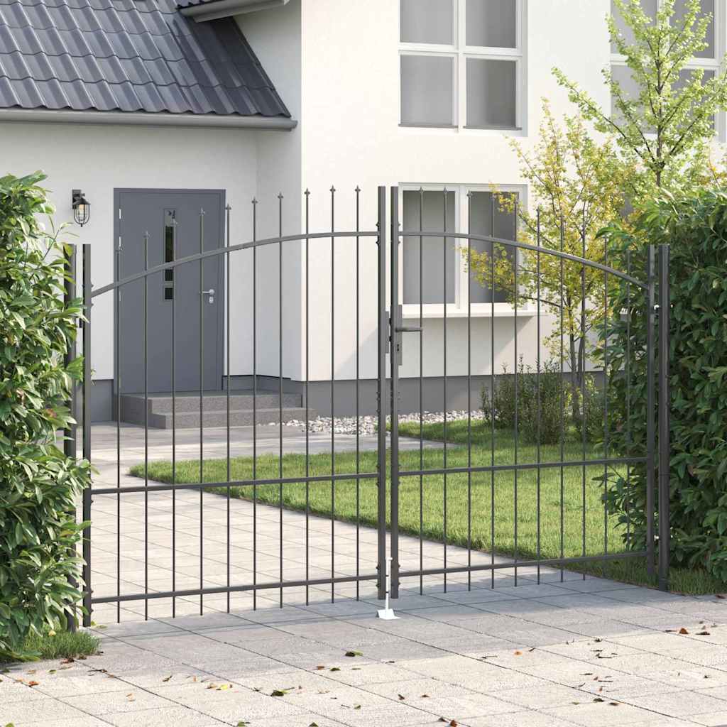 Dubbele Poort met slot Woerden Grijs 299,5 x 224,5 cm Staal is nu te koop bij PeponiXL, paradijselijk wonen!