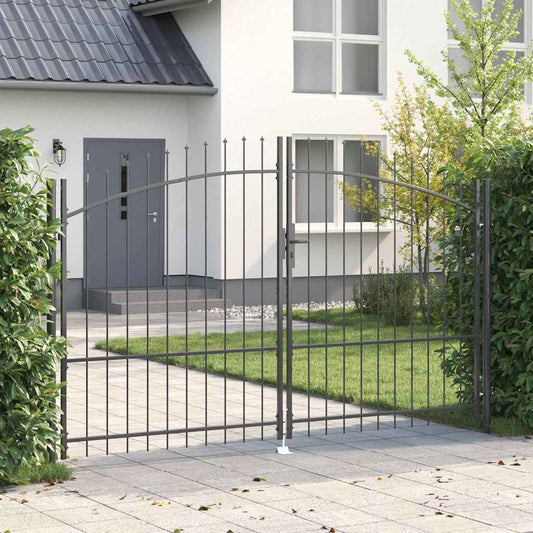 Dubbele Poort met slot Woerden Grijs 299,5 x 224,5 cm Staal is nu te koop bij PeponiXL, paradijselijk wonen!
