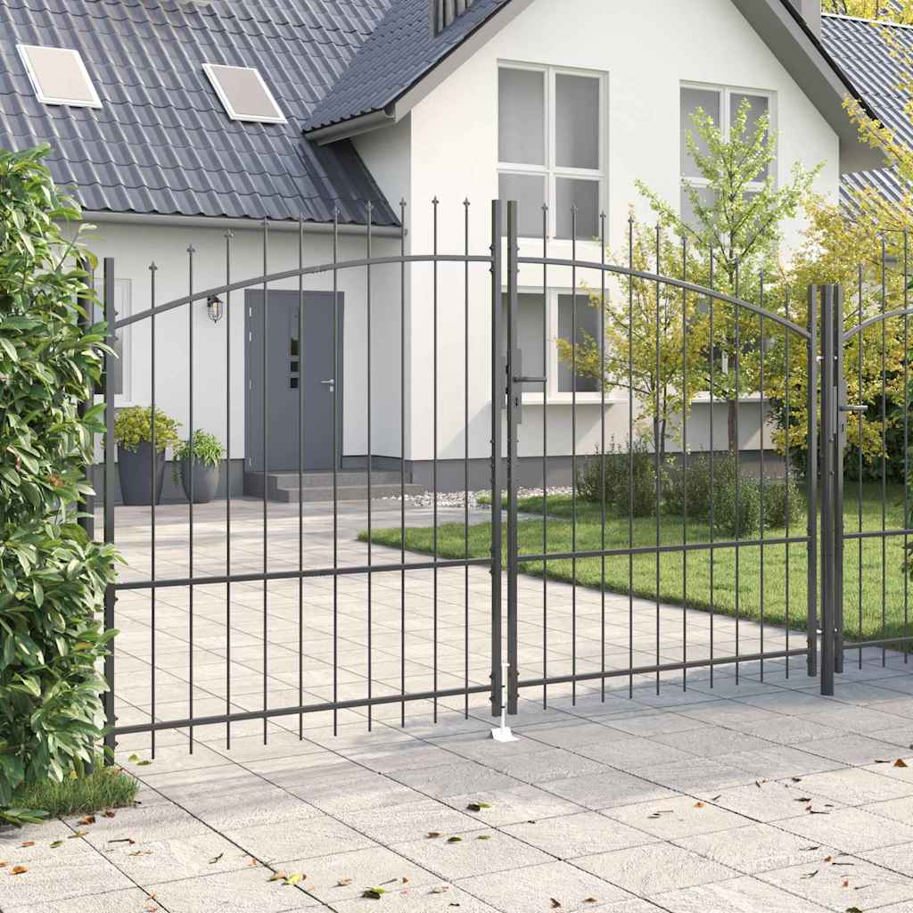 Dubbele Poort met slot Woerden Grijs 299,5 x 224,5 cm Staal is nu te koop bij PeponiXL, paradijselijk wonen!