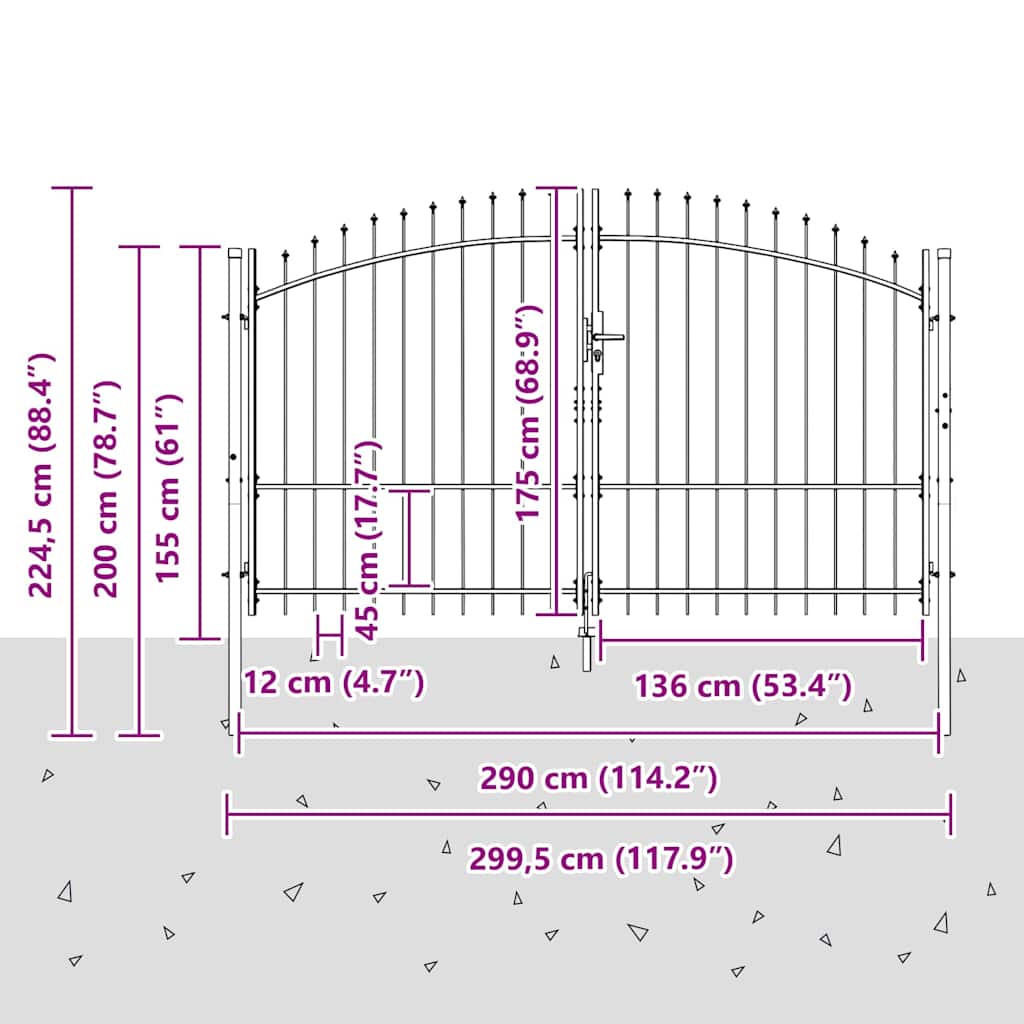 Dubbele Poort met slot Woerden Grijs 299,5 x 224,5 cm Staal is nu te koop bij PeponiXL, paradijselijk wonen!