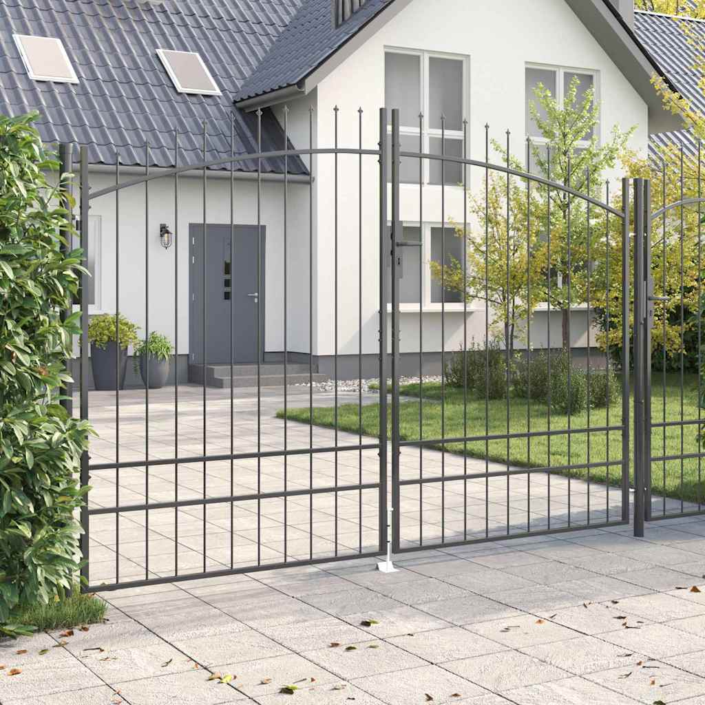 Dubbele Poort met slot Woerden Grijs 299,5 x 249,5 cm Staal is nu te koop bij PeponiXL, paradijselijk wonen!