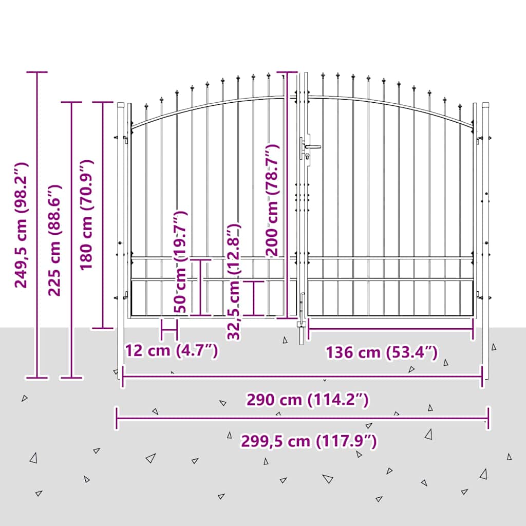 Dubbele Poort met slot Woerden Grijs 299,5 x 249,5 cm Staal is nu te koop bij PeponiXL, paradijselijk wonen!
