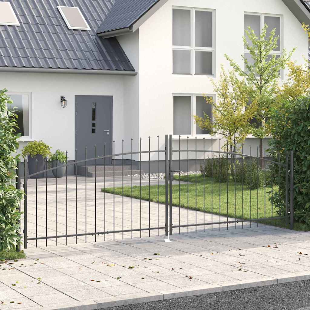 Dubbele Poort met slot Woerden Grijs 400 x 199.5 cm Staal is nu te koop bij PeponiXL, paradijselijk wonen!