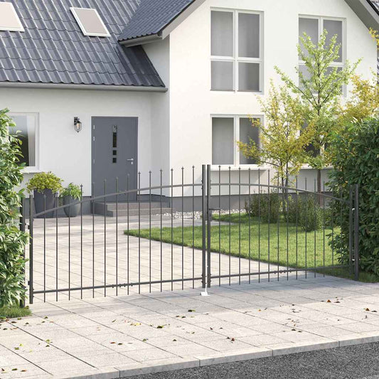 Dubbele Poort met slot Woerden Grijs 400 x 199.5 cm Staal is nu te koop bij PeponiXL, paradijselijk wonen!