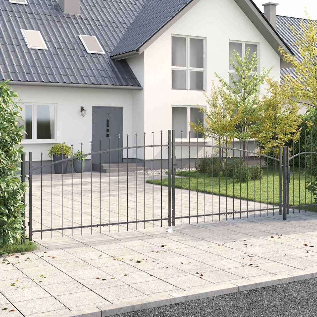 Dubbele Poort met slot Woerden Grijs 400 x 199.5 cm Staal is nu te koop bij PeponiXL, paradijselijk wonen!