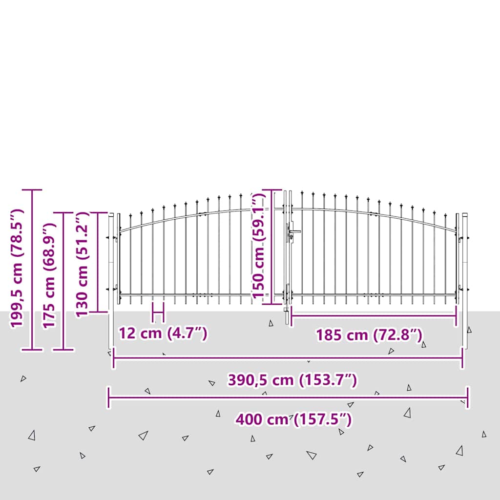 Dubbele Poort met slot Woerden Grijs 400 x 199.5 cm Staal is nu te koop bij PeponiXL, paradijselijk wonen!