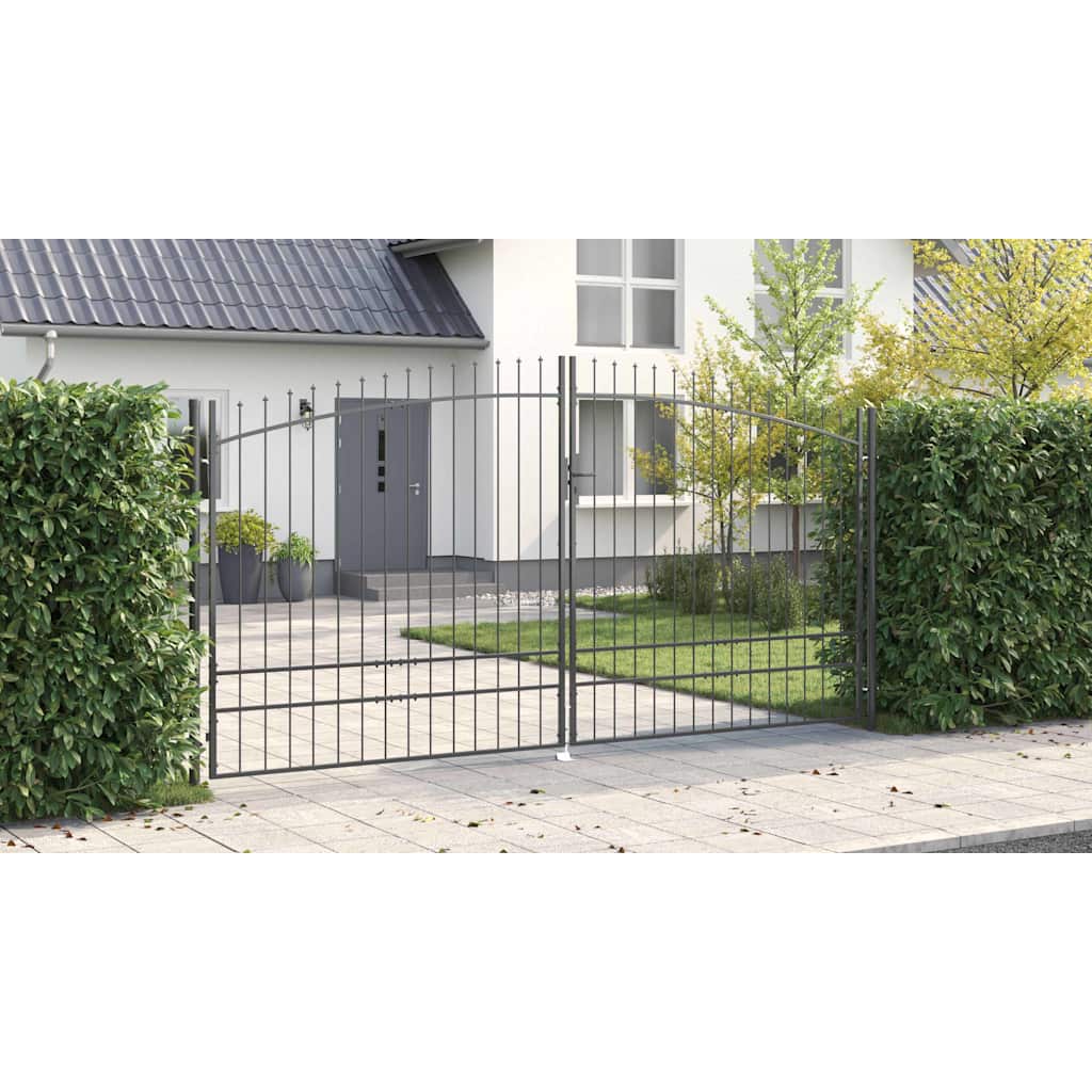 Dubbele Poort met slot Woerden Grijs 400 x 249,5 cm Staal is nu te koop bij PeponiXL, paradijselijk wonen!
