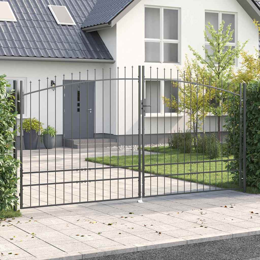 Dubbele Poort met slot Woerden Grijs 400 x 249,5 cm Staal is nu te koop bij PeponiXL, paradijselijk wonen!